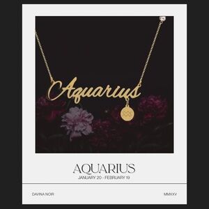 Aquarius Zodiac Gold Necklace